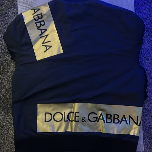 DOLCE & GABBANA DG Gold Logo Padded Zip Bomber Jacket Black(Authentic) - Picture 2 of 3